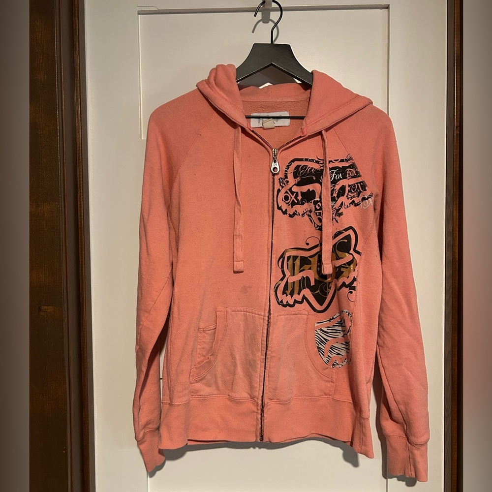 Fox Racing Full Zip Sweatshirt Hoodie Pink and Black Size XL